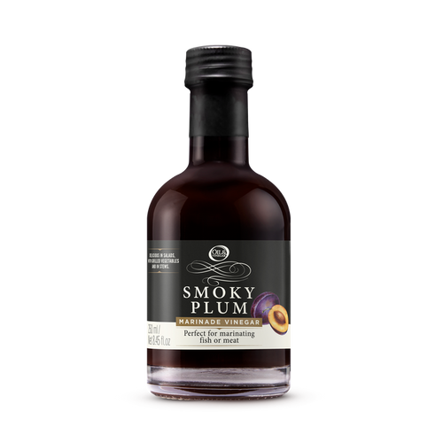 Bottle of smoky plum marinade vinegar