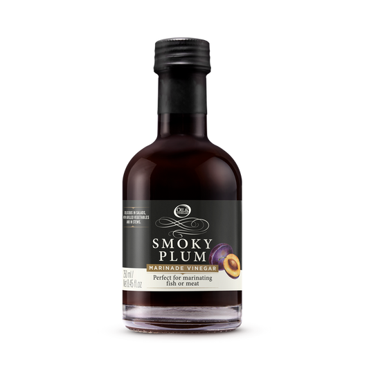 Bottle of smoky plum marinade vinegar