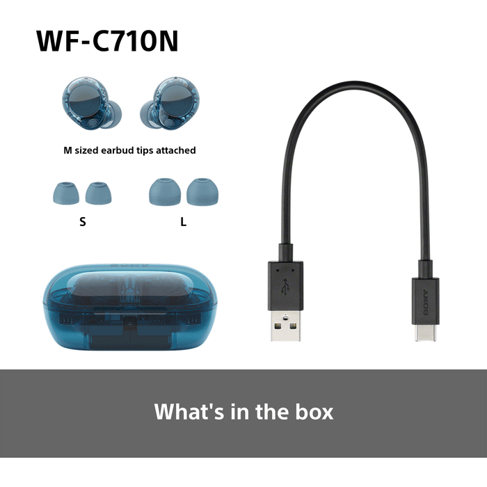 Sony WFC-710N Wireless Noise Cancelling Bluetooth Earbuds Glass Blue Blue