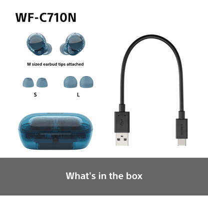 Sony WFC-710N Wireless Noise Cancelling Bluetooth Earbuds Glass Blue Blue