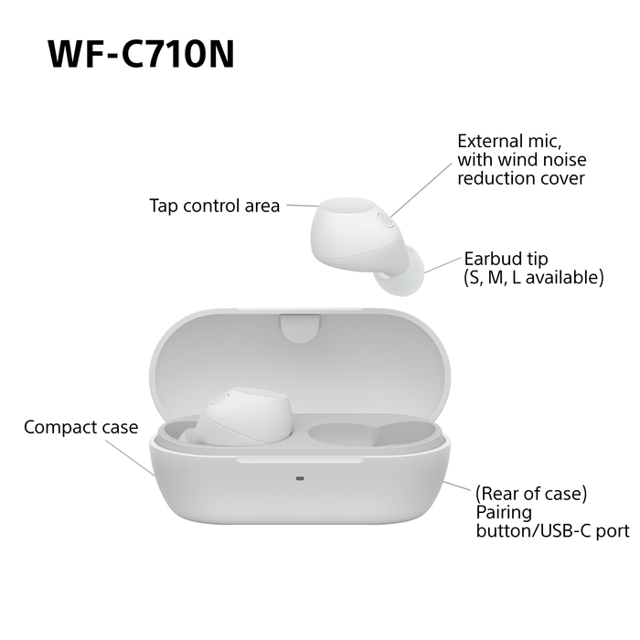 Sony WFC-710N Wireless Noise Cancelling Bluetooth Earbuds White White