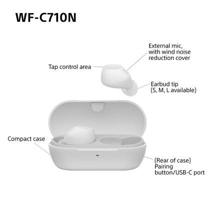 Sony WFC-710N Wireless Noise Cancelling Bluetooth Earbuds White White