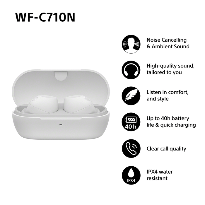 Sony WFC-710N Wireless Noise Cancelling Bluetooth Earbuds White White