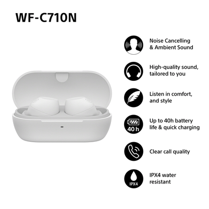 Sony WFC-710N Wireless Noise Cancelling Bluetooth Earbuds White White