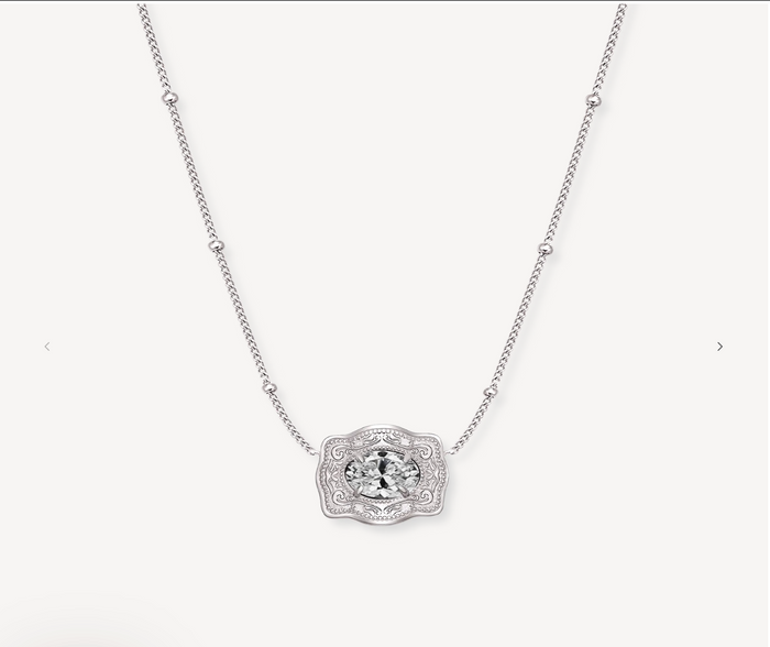 SpurWest Ultra Mini Belt Buckle Necklace Silver