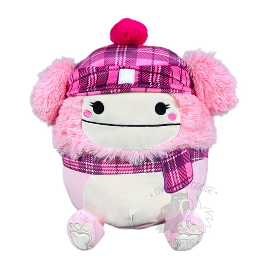Squishmallow 12 Inch Brina the Pink Bigfoot with Hat & Scarf Christmas Plush Toy