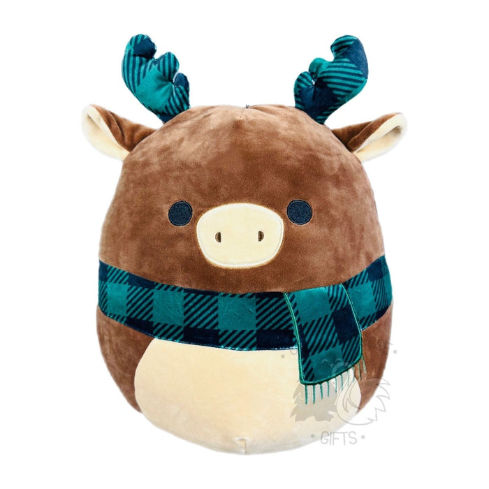 Squishmallow 12 Inch Buford the Moose with Plaid Scarf Christmas Plush Toy - Owl & Goose Gifts
