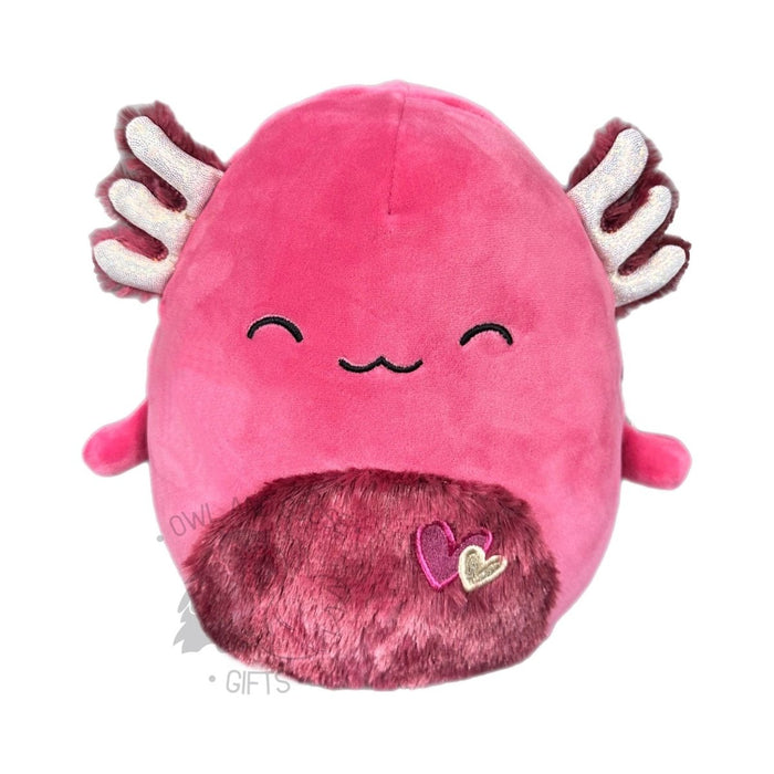 Squishmallow 12 Inch IndieMae the Maroon Axolotl with Hearts Valentine Plush Toy - Owl & Goose Gifts