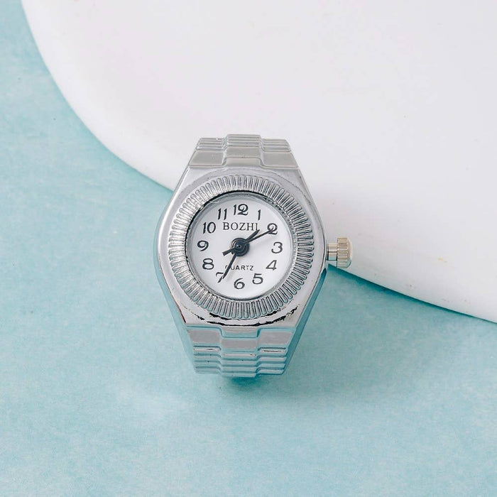 Stainless Steel Heart Shaped Ring Watch