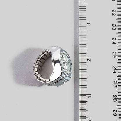 Stainless Steel Heart Shaped Ring Watch