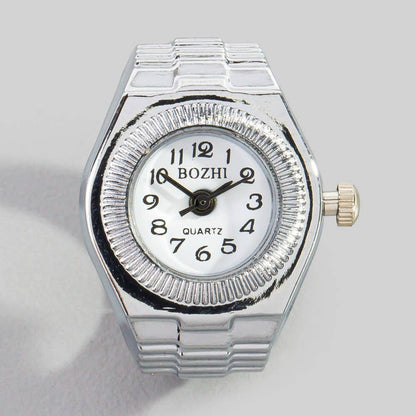 Stainless Steel Heart Shaped Ring Watch