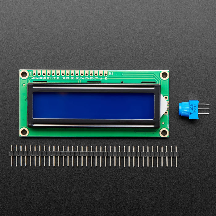 Standard LCD 16x2 + extras (white on blue) by Adafruit - The Pi Hut