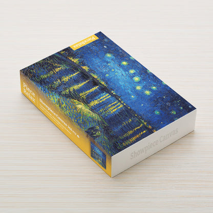 Gazing at the starry sky along the riverbank, feeling the inner peace that nature bestows upon us, with Van Gogh's artwork Starry Night Over the Rhone, in the PieceRelax canvas puzzle. You’ll Always Get There with PieceRelax.