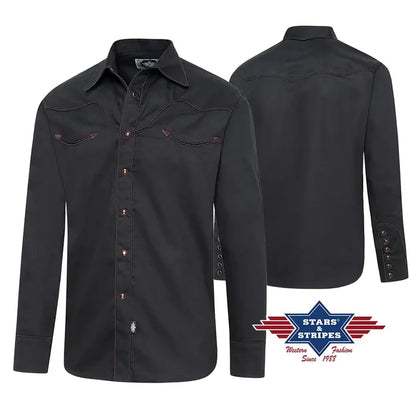 Stars & Stripes Piped Black Western Shirt