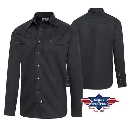 Stars & Stripes Piped Black Western Shirt