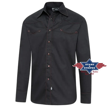 Stars & Stripes Piped Black Western Shirt
