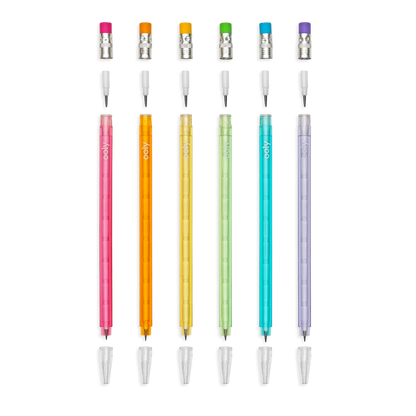 Stay Sharp Rainbow Mechanical Pencils lined up showing the refill points