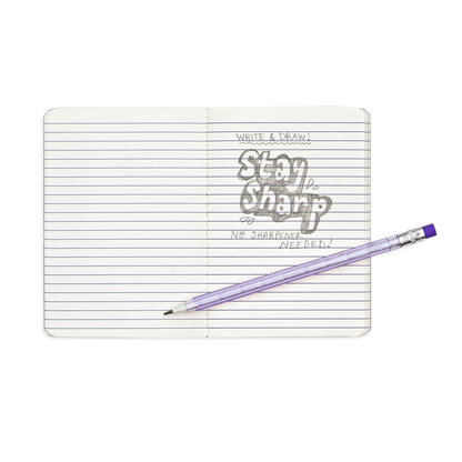 Stay Sharp Rainbow Mechanical Pencils shown writing in a note book