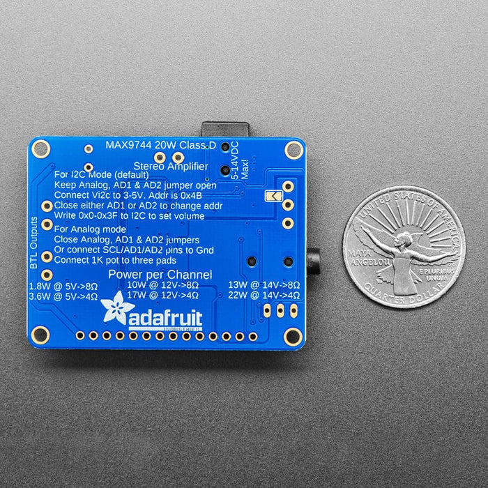 Stereo 20W Class D Audio Amplifier - MAX9744 by Adafruit - The Pi Hut