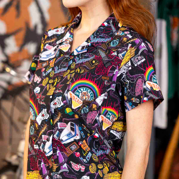 RSVLTS Stranger Things Women's Short Sleeve Shirt Stranger Things "Dimensions Collide" – Women's  KUNUFLEX Short Sleeve Shirt Stranger Things "Dimensions Collide" – Women's  KUNUFLEX Short Sleeve Shirt