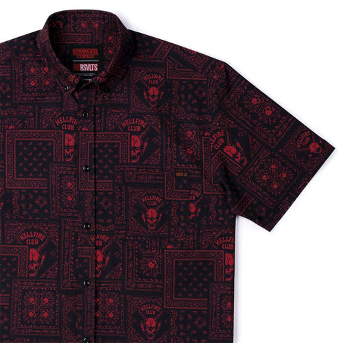 RSVLTS XS Stranger Things Short Sleeve Shirt Stranger Things "Welcome to Hellfire" – KUNUFLEX Short Sleeve Shirt  Stranger Things "Welcome to Hellfire" – KUNUFLEX Short Sleeve Shirt