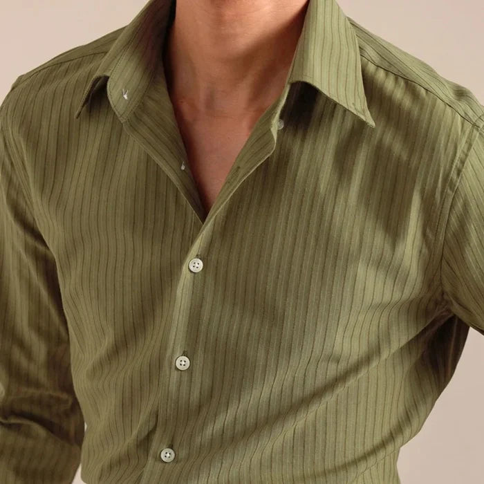 Striped cotton dress shirt - AntoniosClothing - Green