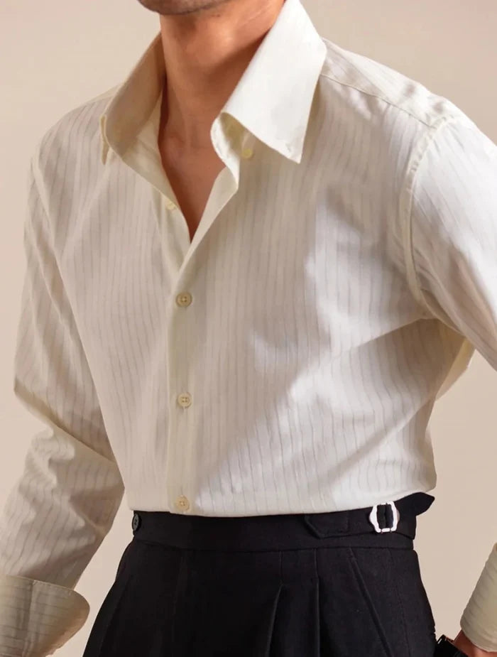 Striped cotton dress shirt - AntoniosClothing - Green
