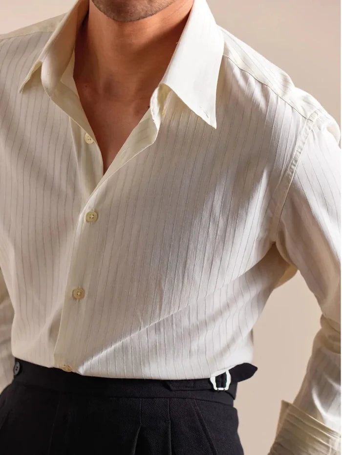 Striped cotton dress shirt - AntoniosClothing - Green