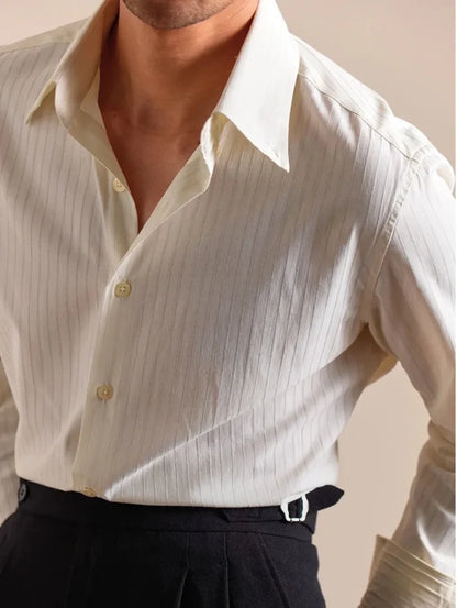 Striped cotton dress shirt - AntoniosClothing - Green