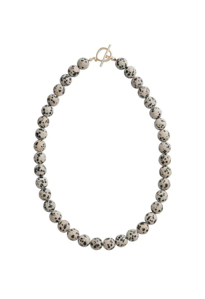 Sun Ray Necklace Dalmatian Jasper Gold 10mm