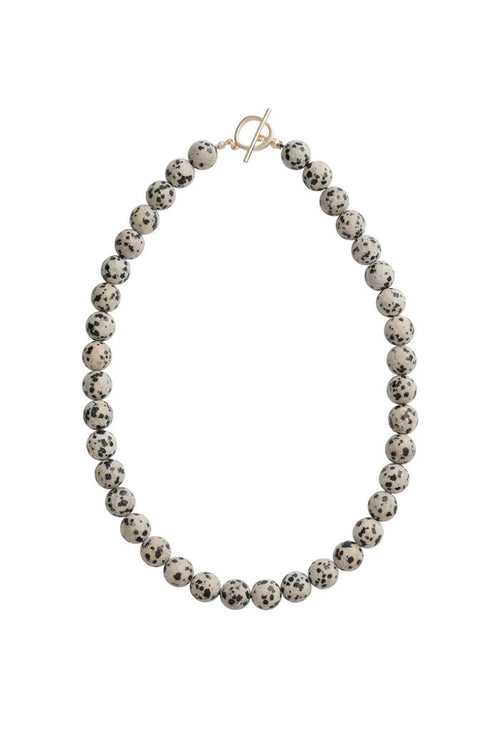 Sun Ray Necklace Dalmatian Jasper Gold 10mm