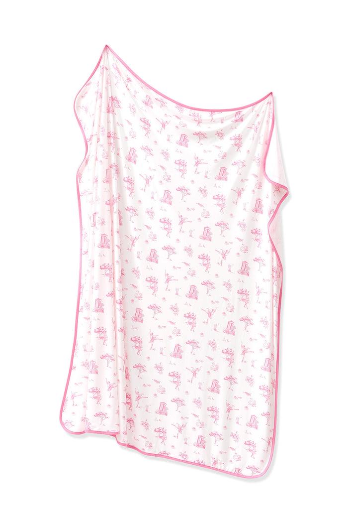 Swaddle Blanket in Toile Ballet shown unswaddled