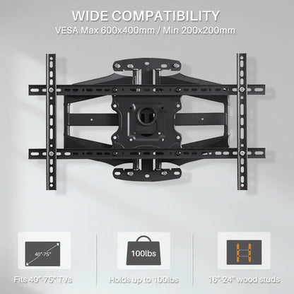 Sylvox S100MCMA0 Outdoor TV Full Motion Wall Mount for 32 to 75 Inch TVs