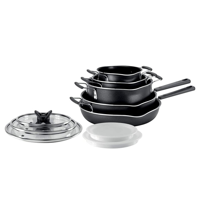 T-FAL 10 pc Stackable Cookware Set - Blemished package with full warranty - B198SA74