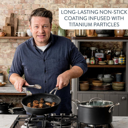 T-FAL H9125S44 Jamie Oliver Hard Anodized Cookware 9-Piece Set - Blemished package with full warranty