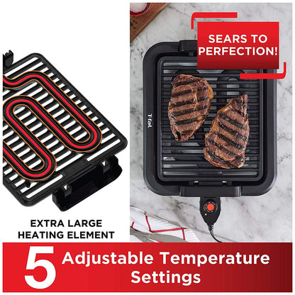 T-FAL Smokeless Indoor Non Stick Grill - Blemished package with full warranty - TG403D52