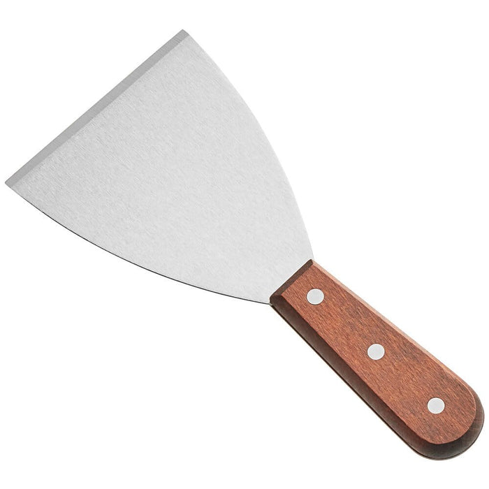 Tablecraft 4 inch Stainless Steel Grill Scraper with Wood Handle Expertly slide burgers, bacon, eggs, or buns off of your grill with this Tablecraft  4 inch blade grill scraper with wooden handle-254 Hannah's Variety Store