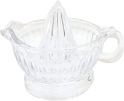 Tablecraft Glass Juicer, Clear Measures 6 inch diameter Easy to clean, dishwasher safe Dimensions: 8.5 x 6 x 3.25 When life hands you lemons, grab TableCrafts glass juicer with handle, and make lemonade-H223 Hannah's Variety Store