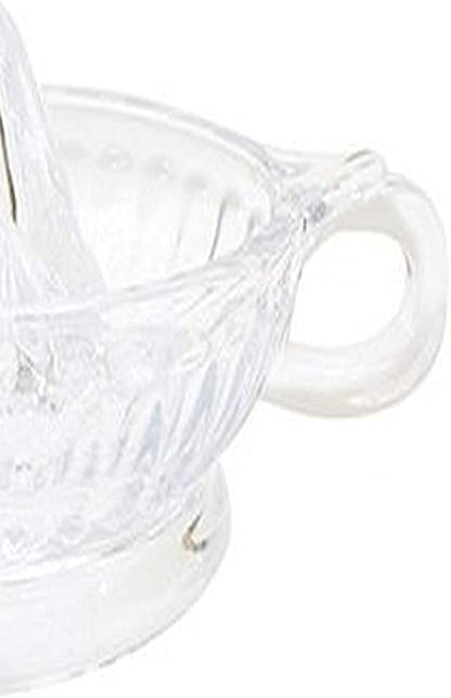Tablecraft Glass Juicer, Clear Measures 6 inch diameter Easy to clean, dishwasher safe Dimensions: 8.5 x 6 x 3.25 When life hands you lemons, grab TableCrafts glass juicer with handle, and make lemonade-H223 Hannah's Variety Store