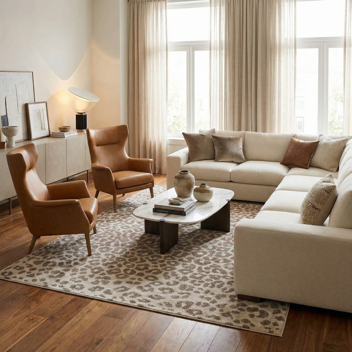 Tan Bonhill Leopard Print Area Rug [Online Only]