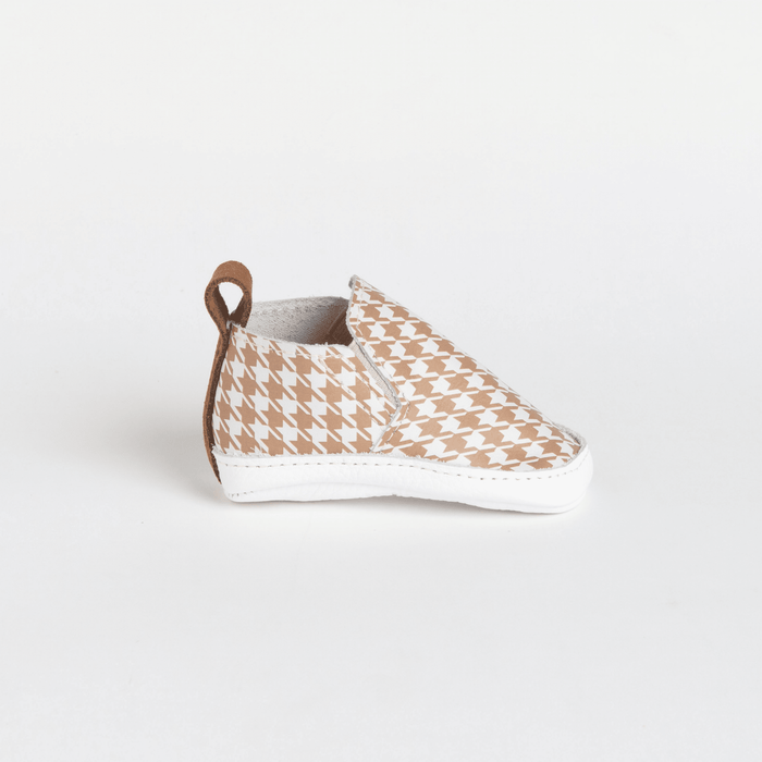 Tan Houndstooth Slip On Baby Shoe Slip On Soft Sole