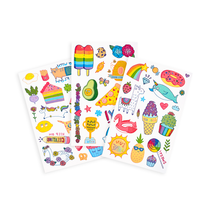 Tattoo-Palooza Temporary Tattoos - Cute Doodle World - 3 Sheets displayed