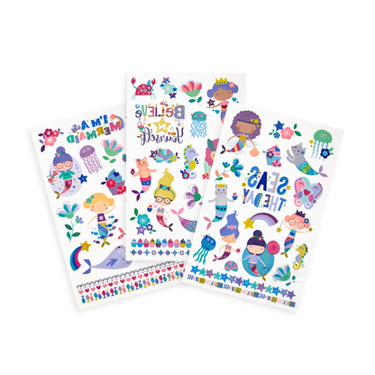 Tattoo-Palooza Temporary Tattoos - Mermaid Magic - 3 Sheets displayed