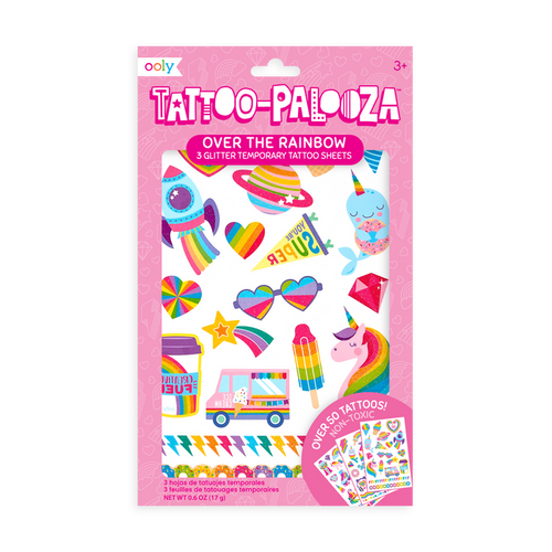 Tattoo-Palooza Temporary Tattoos - Over the Rainbow - in packaging