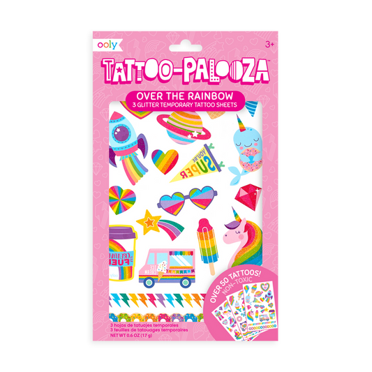 Tattoo-Palooza Temporary Tattoos - Over the Rainbow - in packaging