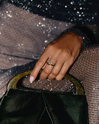 Molten Stacking Ring Set | 18ct Gold Vermeil/Cubic Zirconia Rings Missoma