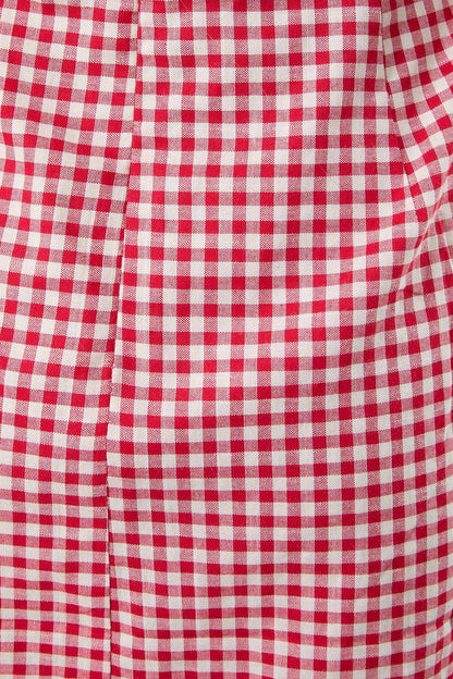 The Perfect Pick Asymmetrical Neck Red Gingham Mini Dress