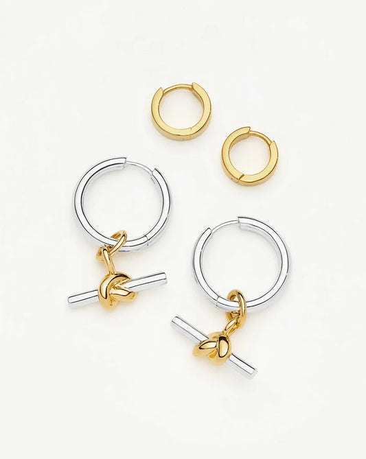 The T-Bar Earring Set | 18ct Gold Plated, Silver Plating on Brass Earrings Set Missoma
