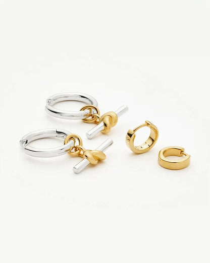 The T-Bar Earring Set | 18ct Gold Plated, Silver Plating on Brass Earrings Set Missoma
