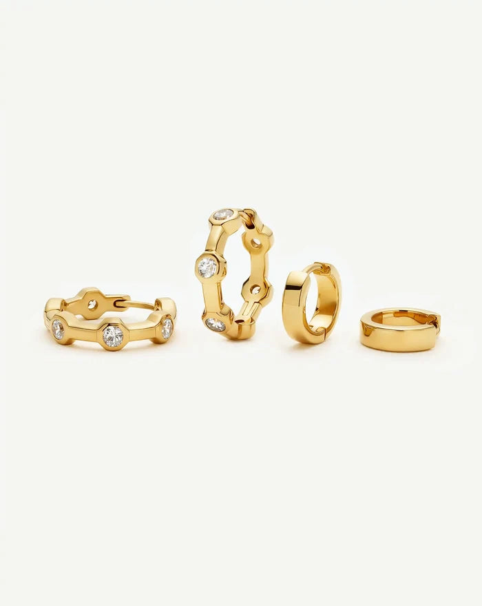 The Tennis Hoop Set | 18ct Gold Plated/Cubic Zirconia Earrings Set Missoma